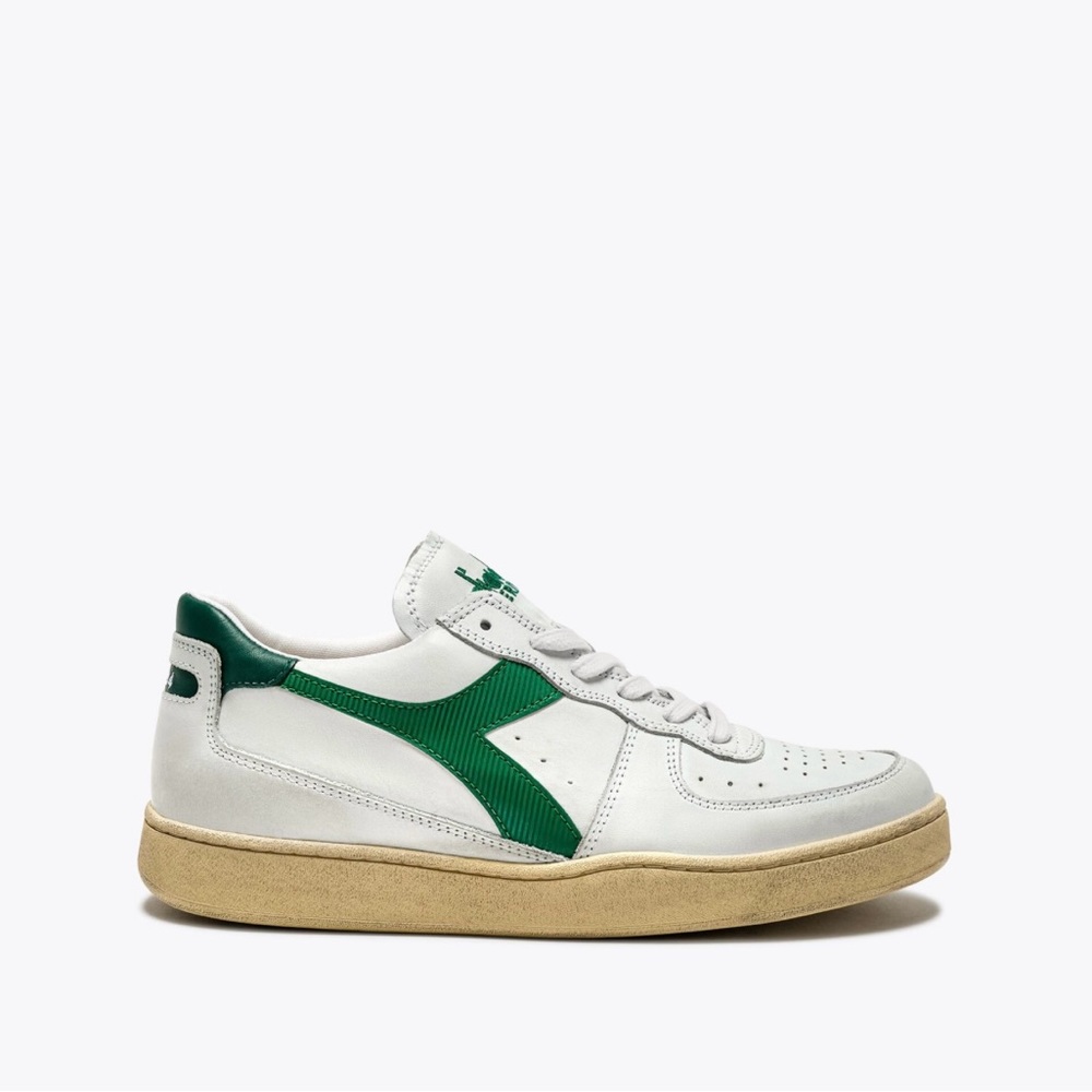 NWOB Diadora Heritage “ MI Basket Lo Used” in White and Verdant Green, Size 7 - Picture 2 of 14